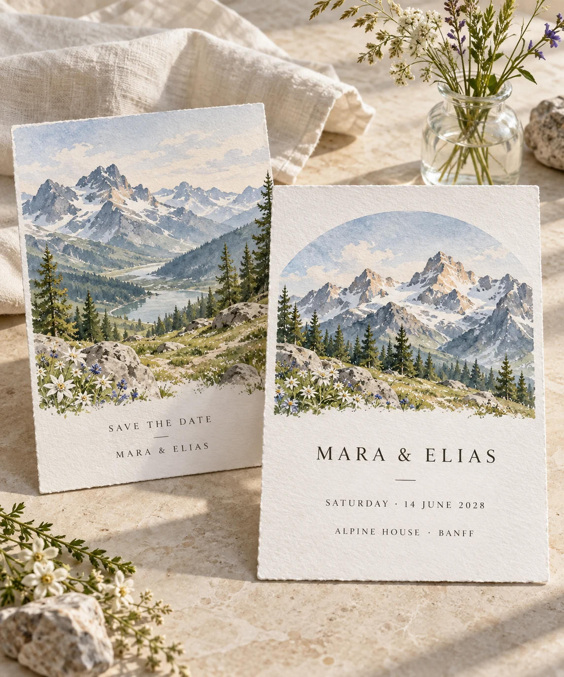 Alpine Light invitations design